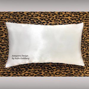 White Satin Decorative Pillow 16x10 Rectangular. New